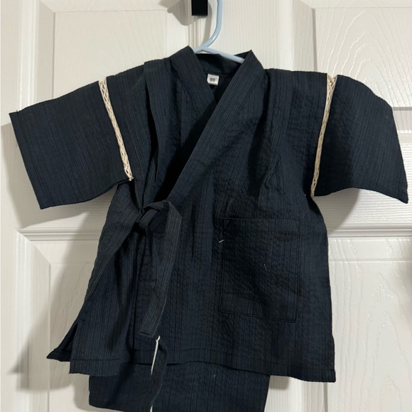 Other - Kids Black Cotton Jinbei-Style Set